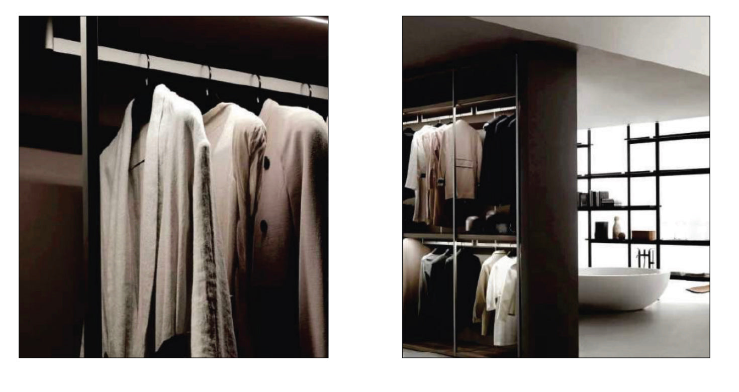 Boffi Antibes Walk-In Master Closet with Melamine Elm Doors