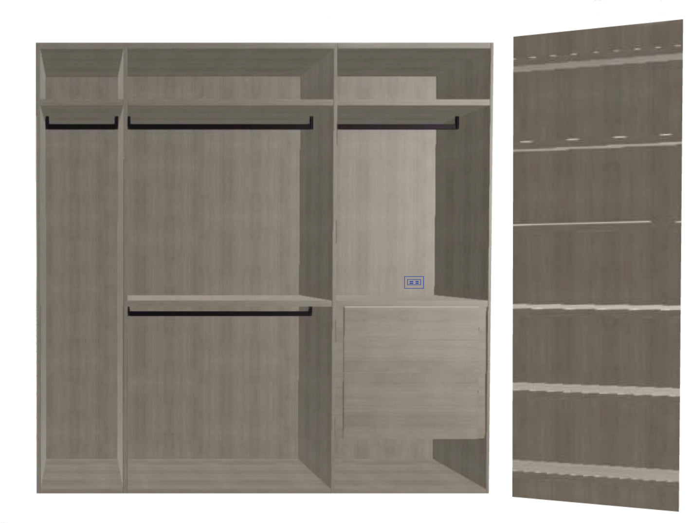 Boffi Antibes Walk-In Bedroom Closet with Melamine Elm Doors