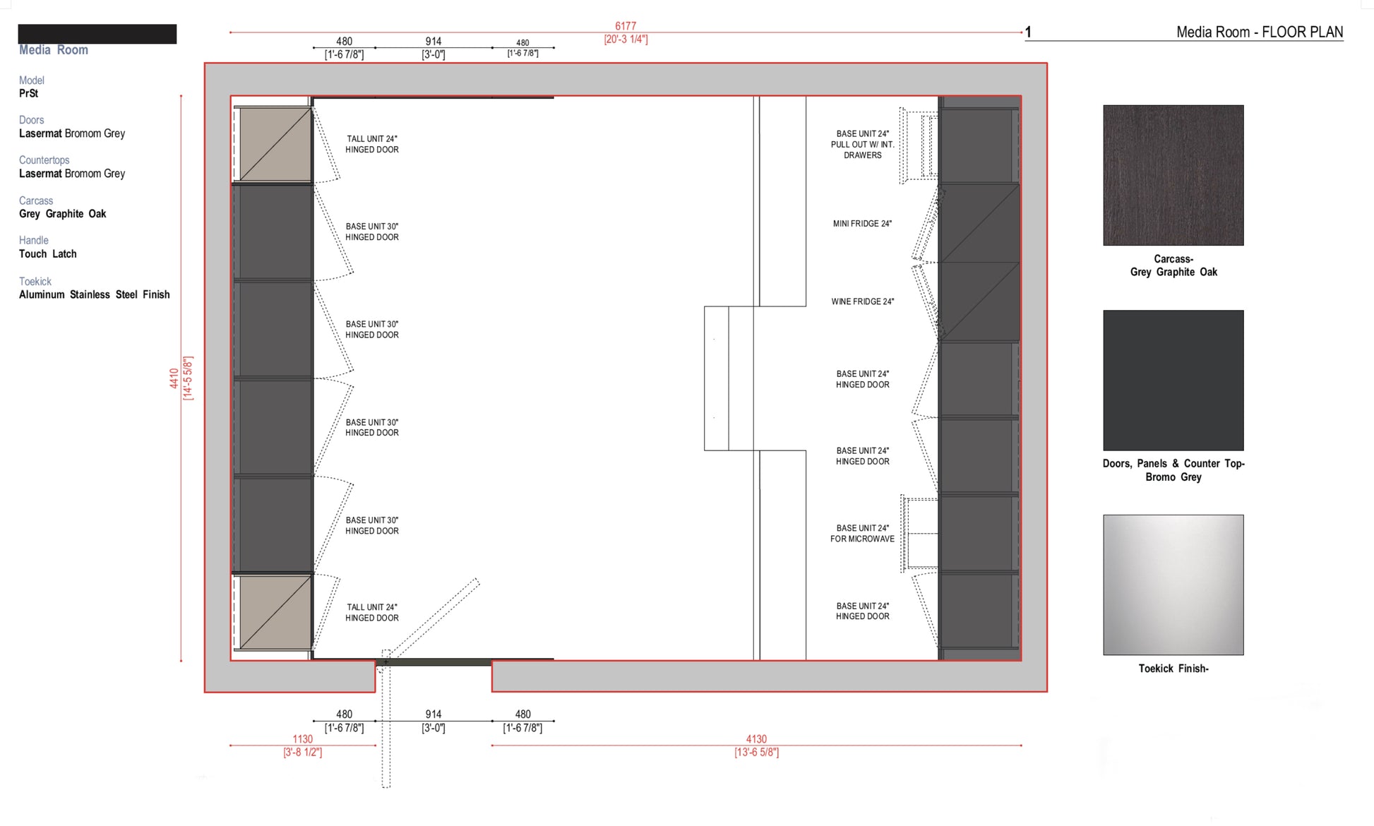 Boffi PRST Lasermat Bromom Grey and Grey Graphite Oak Media Room
