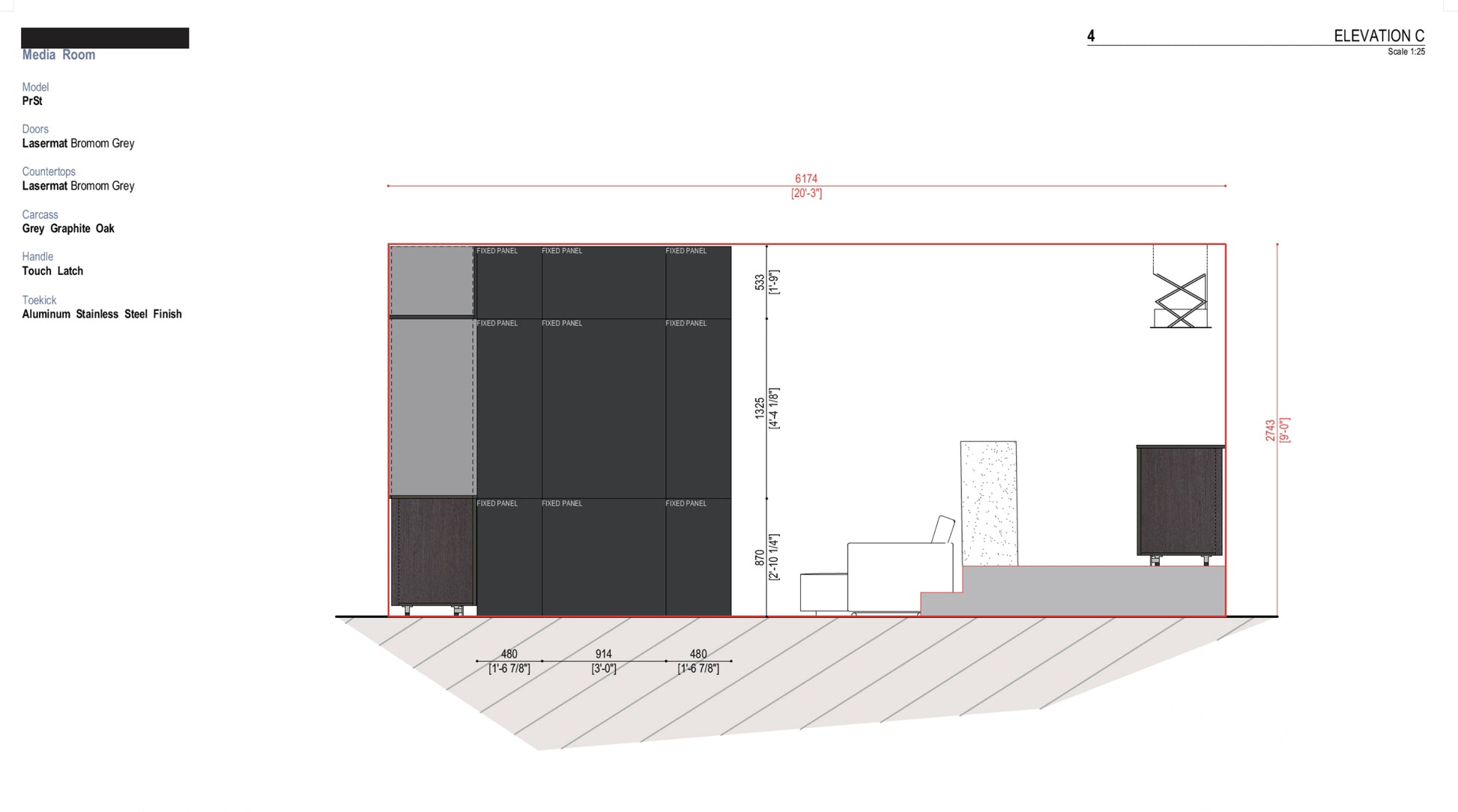 Boffi PRST Lasermat Bromom Grey and Grey Graphite Oak Media Room