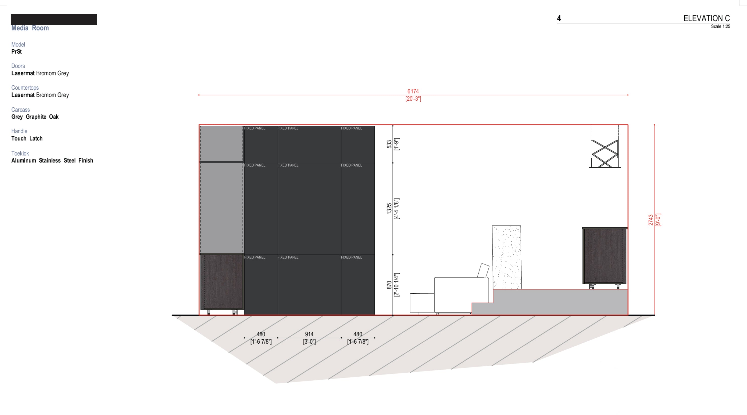 Boffi PRST Lasermat Bromom Grey and Grey Graphite Oak Media Room
