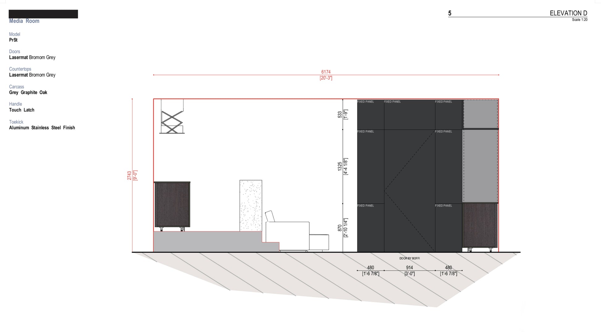 Boffi PRST Lasermat Bromom Grey and Grey Graphite Oak Media Room