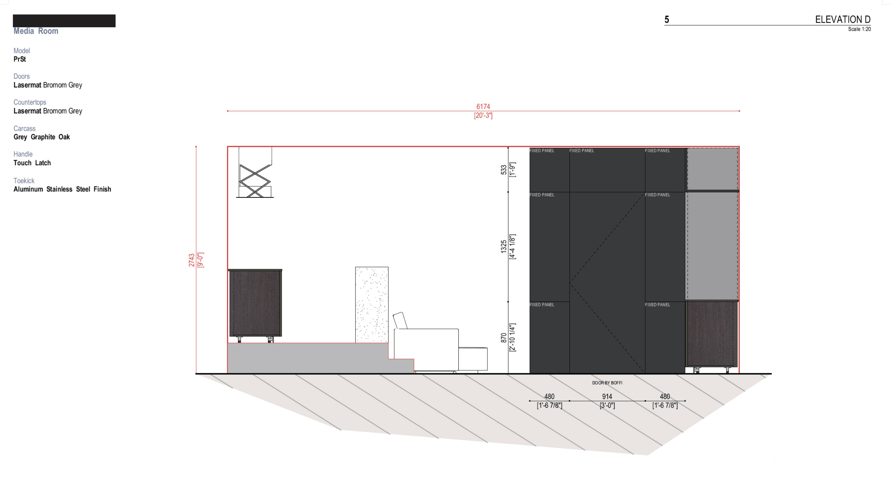 Boffi PRST Lasermat Bromom Grey and Grey Graphite Oak Media Room