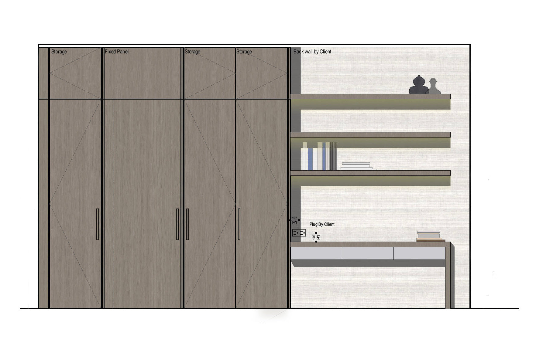 Boffi PRST + Antibes Ecowood Xilo Planked Sand VIP Bedroom Closet & Desk System