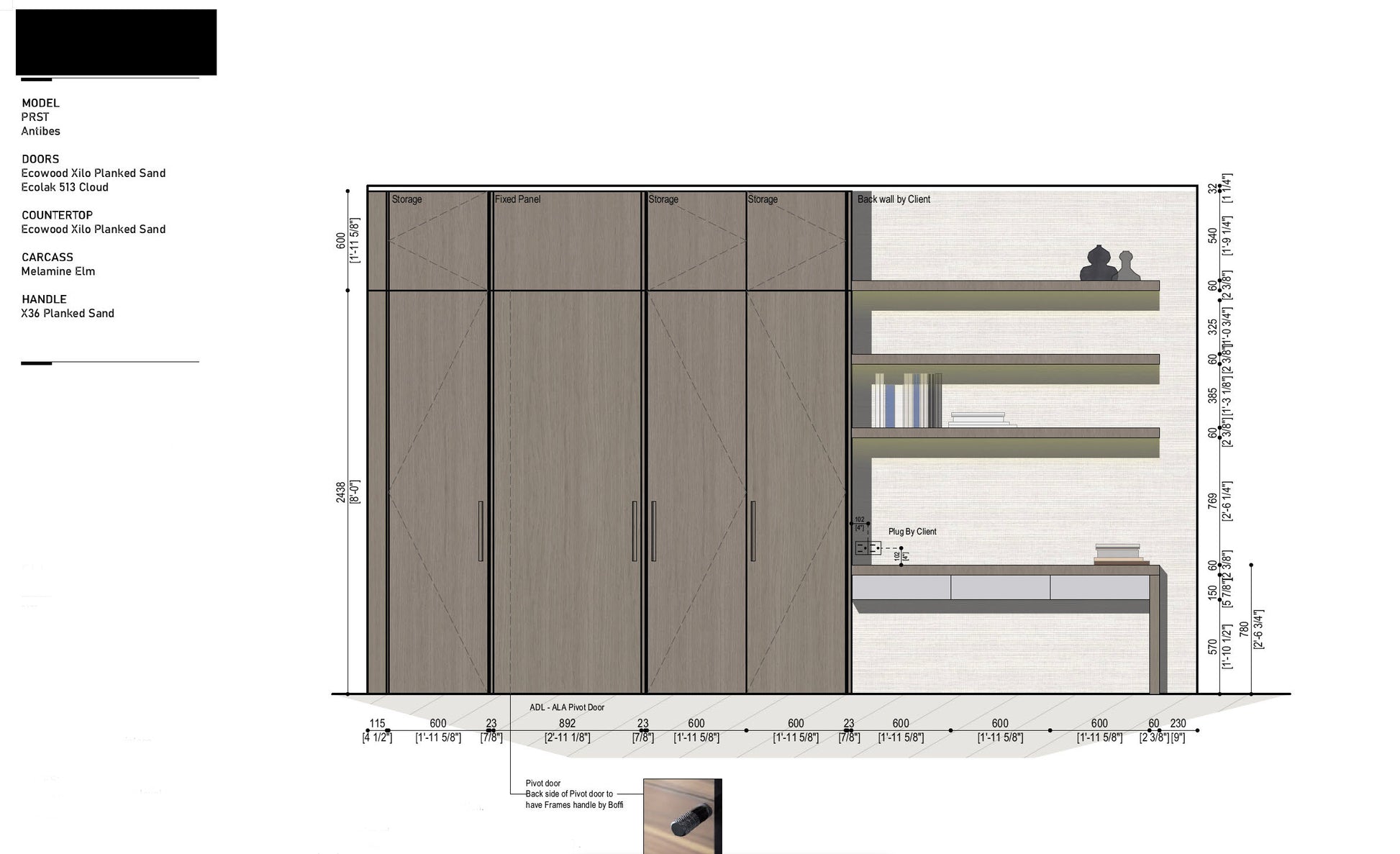 Boffi PRST + Antibes Ecowood Xilo Planked Sand VIP Bedroom Closet & Desk System