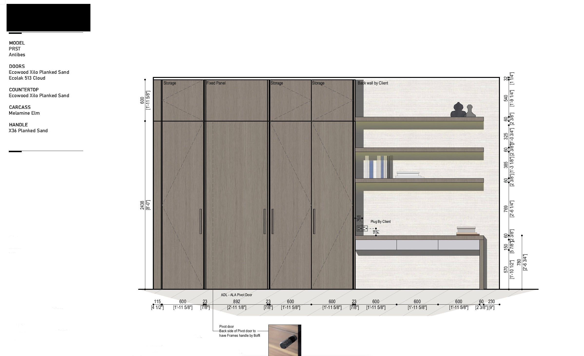 Boffi PRST + Antibes Ecowood Xilo Planked Sand VIP Bedroom Closet & Desk System