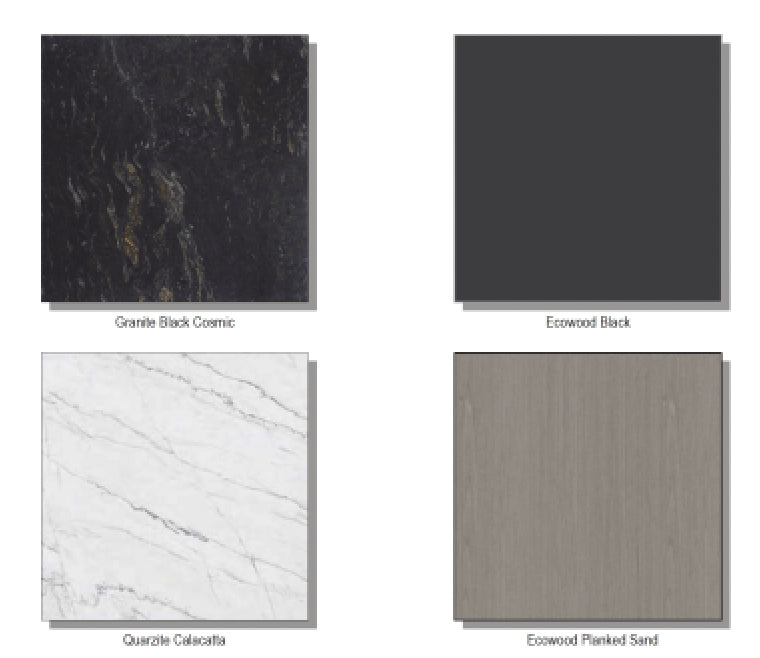 Boffi Upper Units Master Bathroom with Calacatta Stone and Ecowood Planked Sand Finish