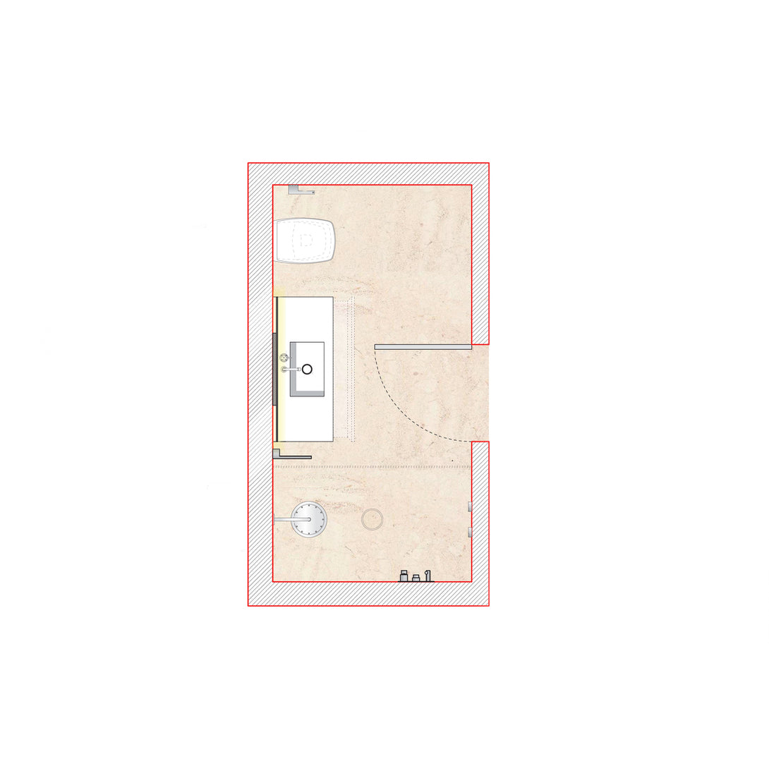 Boffi Free Zone Full Bathroom with Xilowood Planked Sand Finish and Cristalplant Countertop