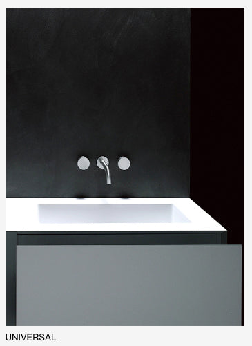 Boffi Free Zone Full Guest Bathroom with Xilowood Planked Sand Finish and Cristalplant Countertop