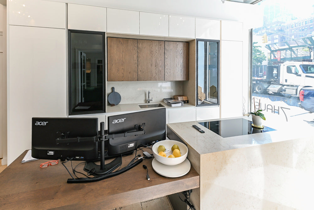 Nolte Küchen Modern White Gloss Kitchen with Quartz Countertops & Miele Appliances