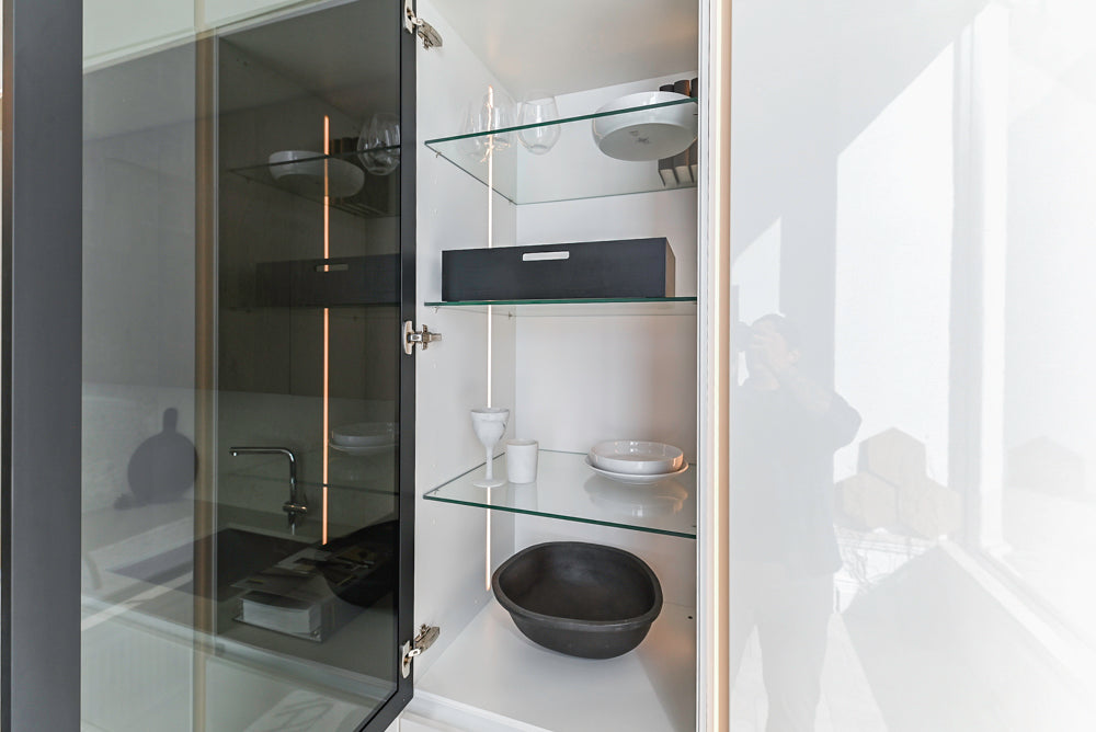 Nolte Küchen Modern White Gloss Kitchen with Quartz Countertops & Miele Appliances