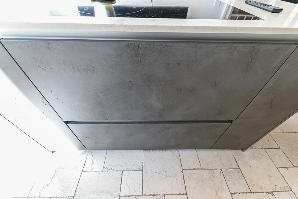 Nolte Küchen Modern White Gloss Kitchen with Quartz Countertops & Miele Appliances