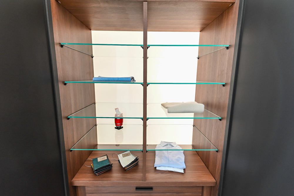 Modern Two-Tone Brown Hued Full Wardrobe Closet