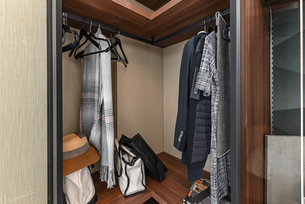 Modern Two-Tone Brown Hued Full Wardrobe Closet