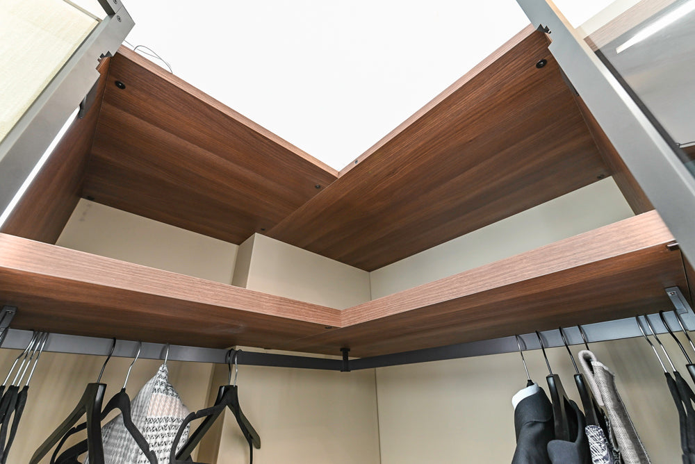 Modern Two-Tone Brown Hued Full Wardrobe Closet