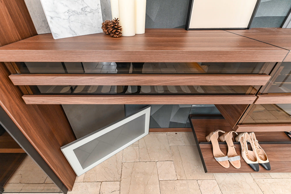 Modern Two-Tone Brown Hued Full Wardrobe Closet