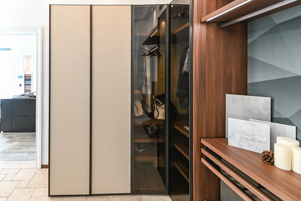 Modern Two-Tone Brown Hued Full Wardrobe Closet