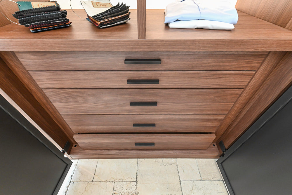 Modern Two-Tone Brown Hued Full Wardrobe Closet