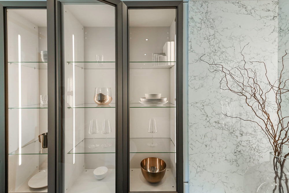 Nolte Küchen Classic Modern White Kitchen with Quartz Countertops & Luxe Appliances