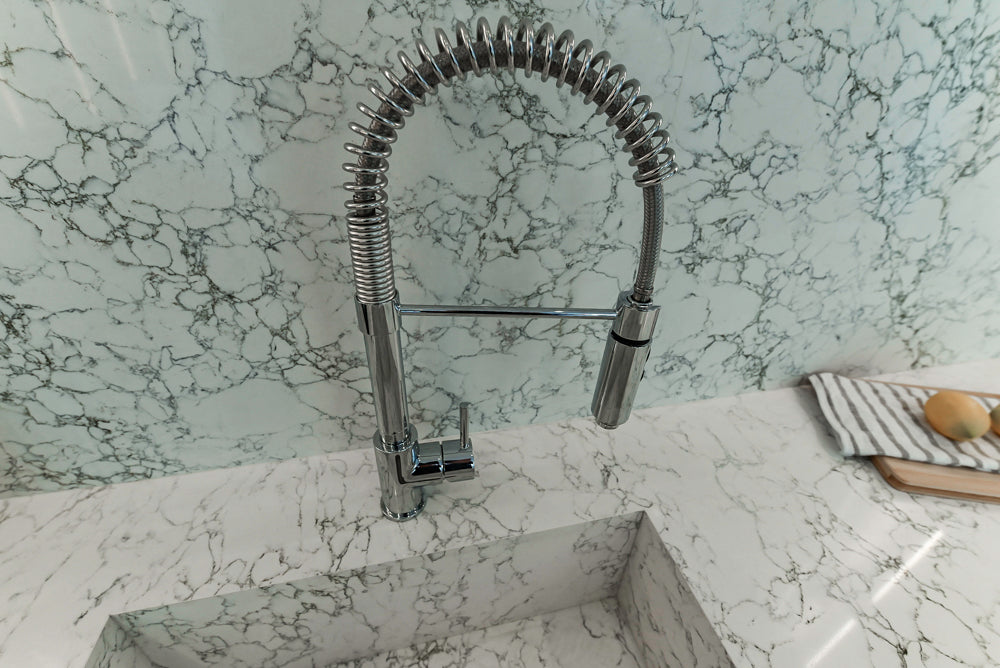 Nolte Küchen Classic Modern White Kitchen with Quartz Countertops & Luxe Appliances