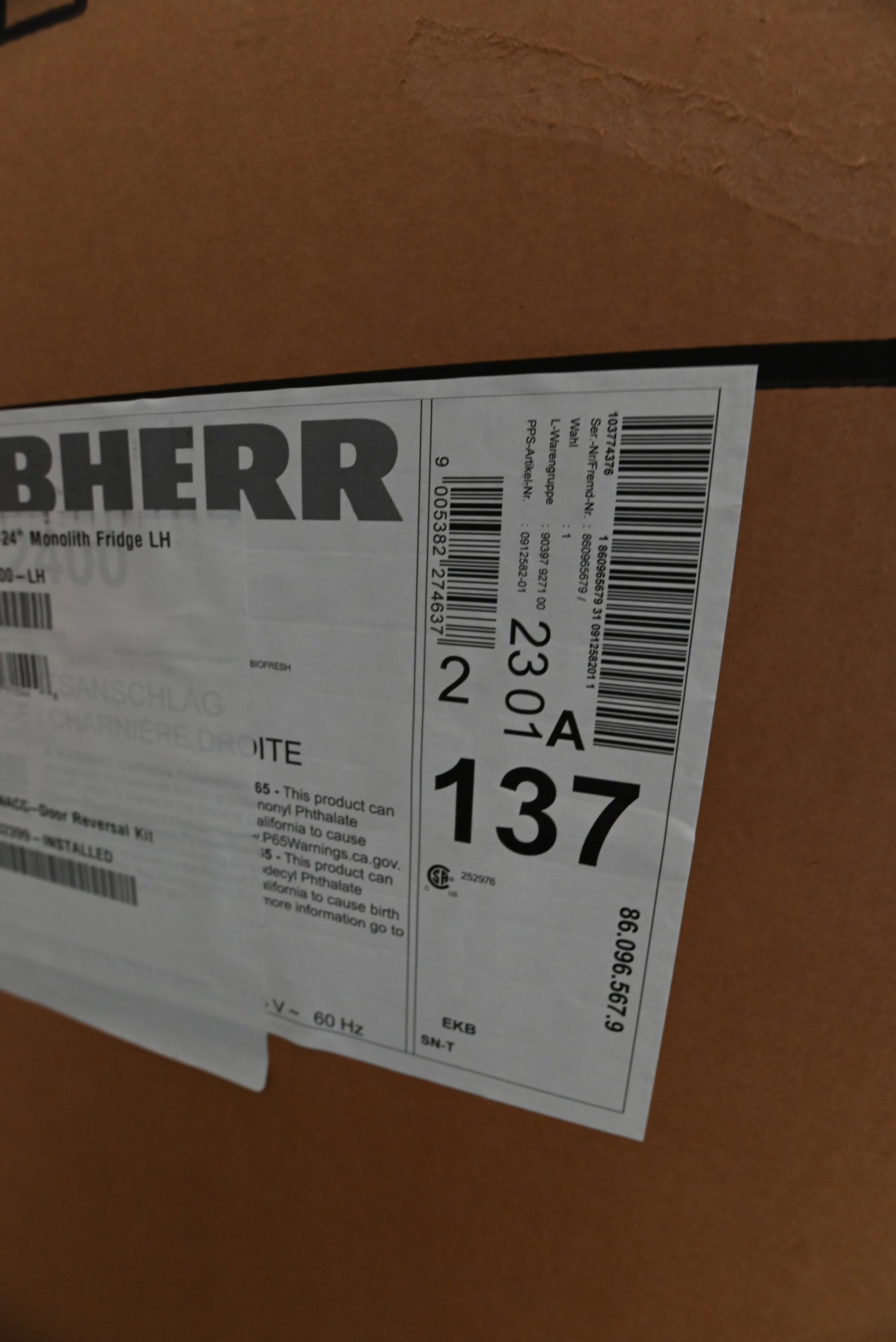 Liebherr MRB2400 24" Panel Ready Smart Built-In All Refrigerator Column