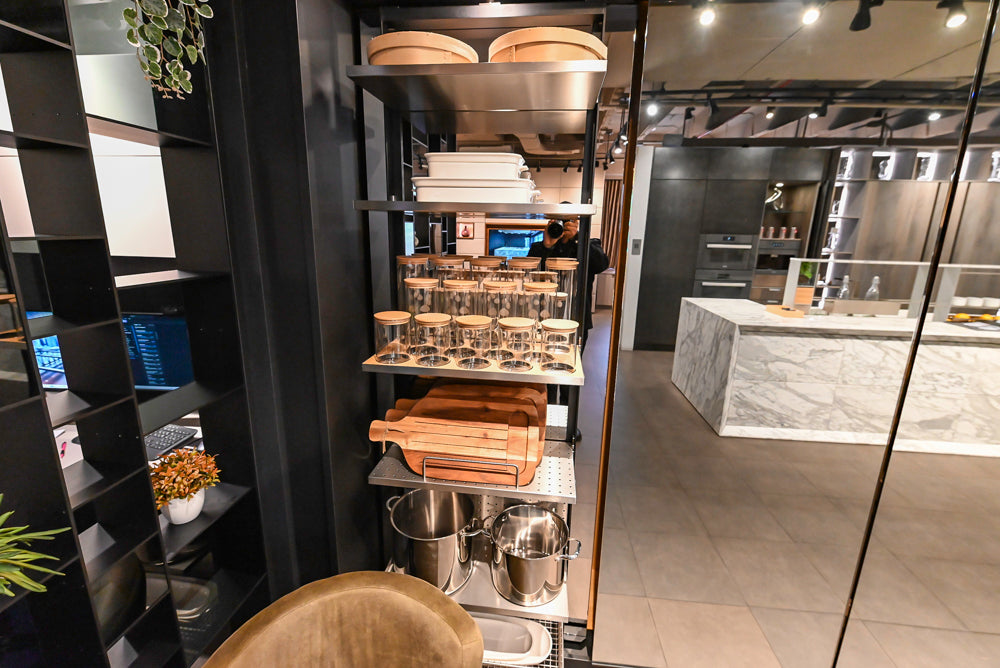 Eggersmann Work's Glass Paneled Kitchen Storage Display