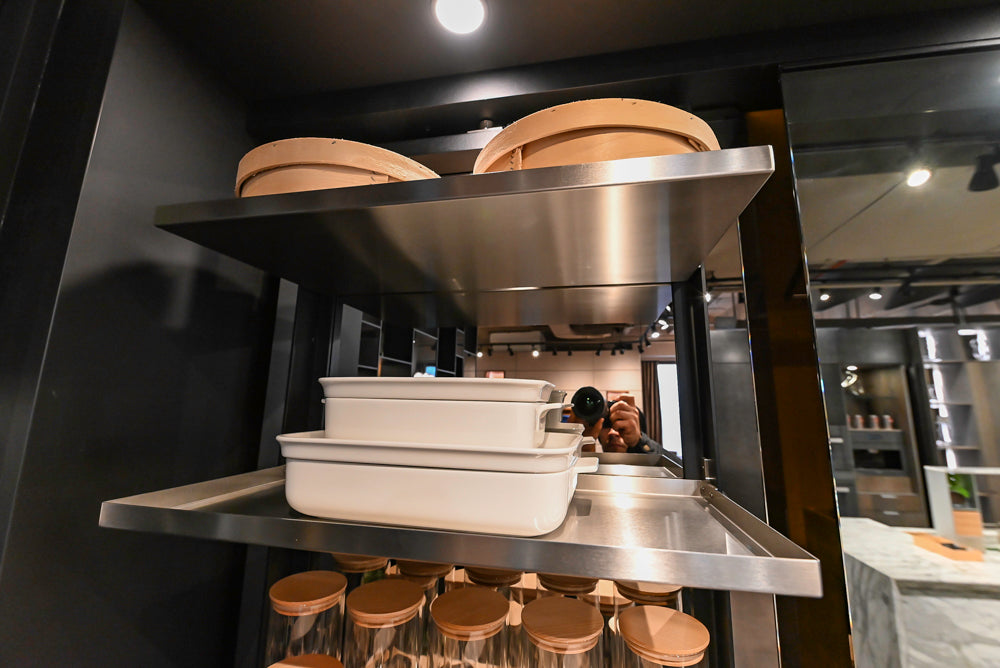 eggersmann Work's Glass Paneled Kitchen Storage Display