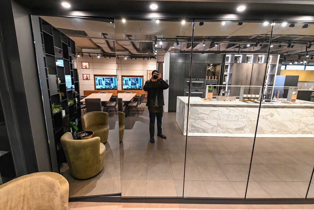 eggersmann Work's Glass Paneled Kitchen Storage Display