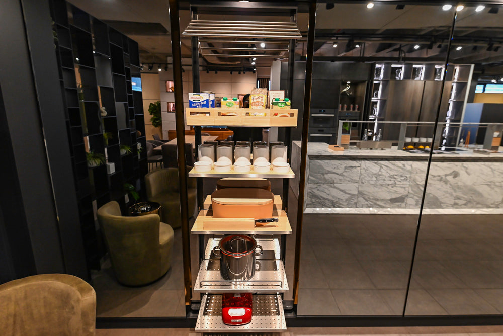 eggersmann Work's Glass Paneled Kitchen Storage Display