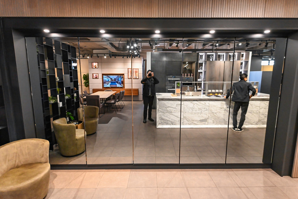 Eggersmann Work's Glass Paneled Kitchen Storage Display