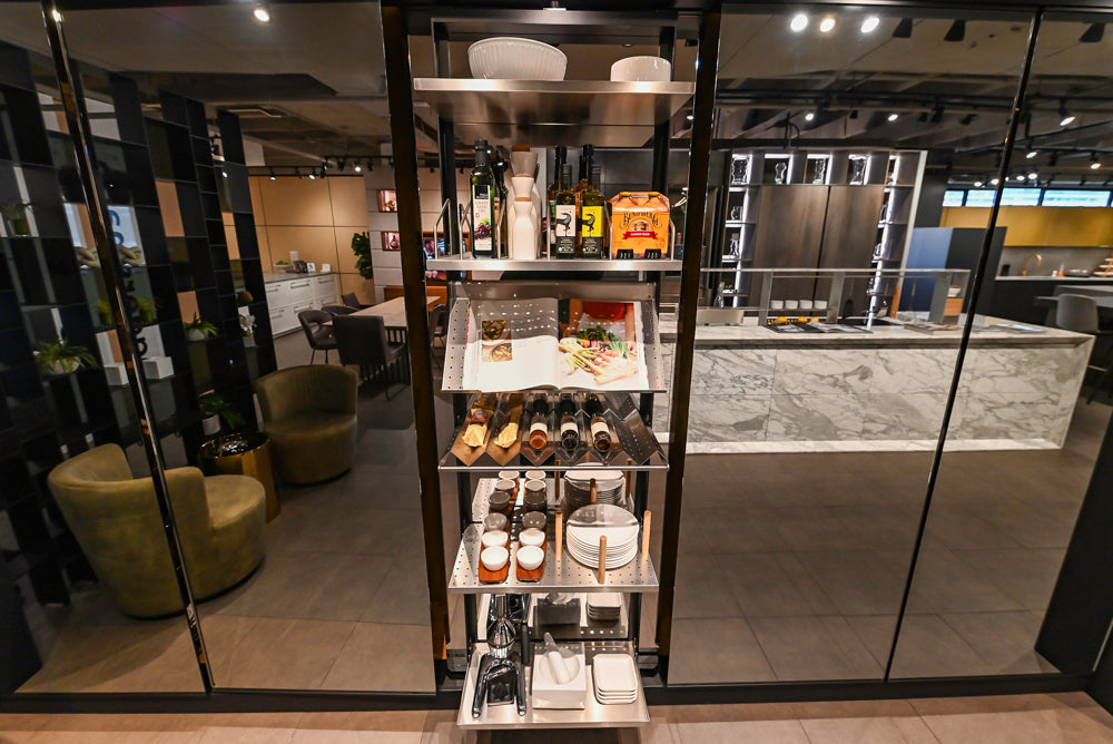 eggersmann Work's Glass Paneled Kitchen Storage Display