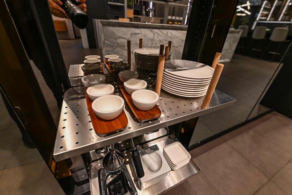 eggersmann Work's Glass Paneled Kitchen Storage Display