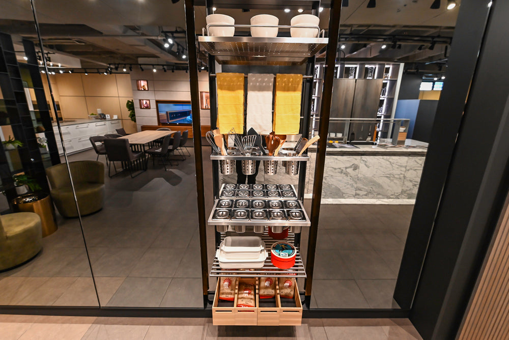 eggersmann Work's Glass Paneled Kitchen Storage Display