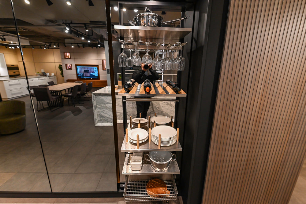 eggersmann Work's Glass Paneled Kitchen Storage Display