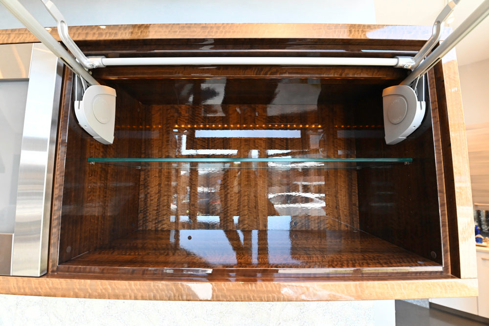 Premier Custom-Built Modern High-Gloss Wood Veneer Wet Bar with Sink & Faucet