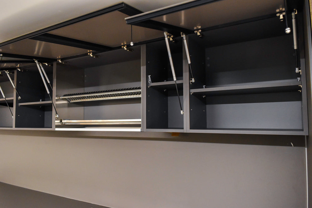 Valcucine Veneer Modern Dark Brown Kitchen and Island with Porcelain Countertops