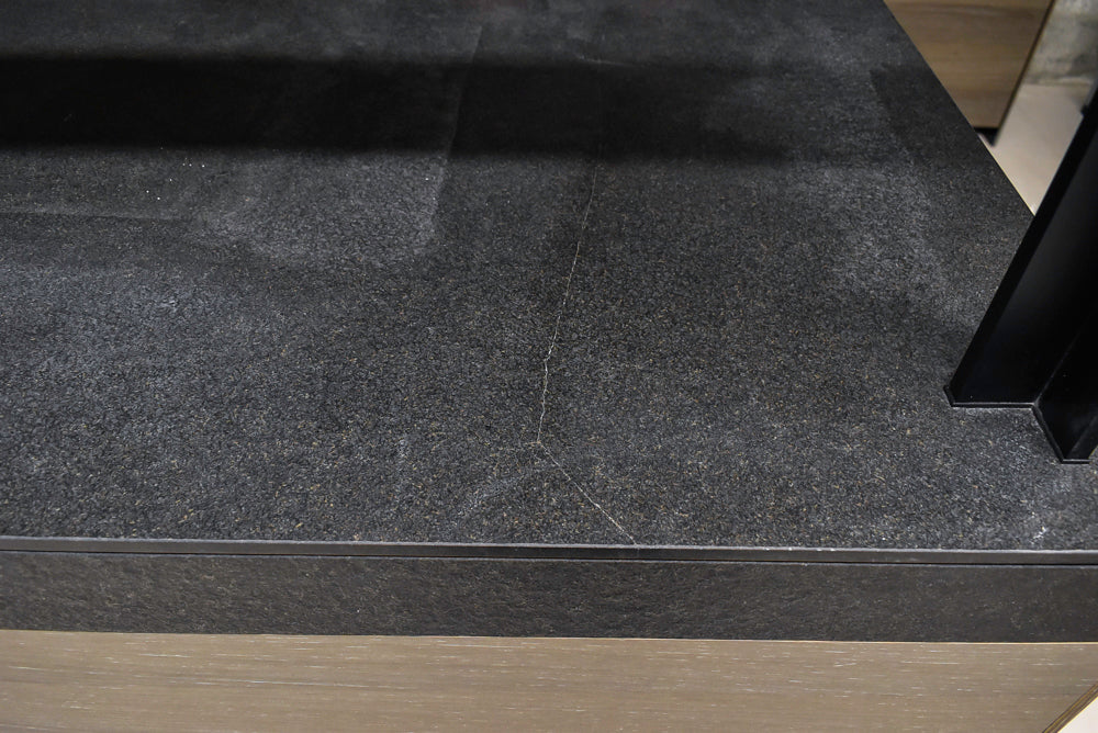 Valcucine Veneer Modern Dark Brown Kitchen and Island with Porcelain Countertops