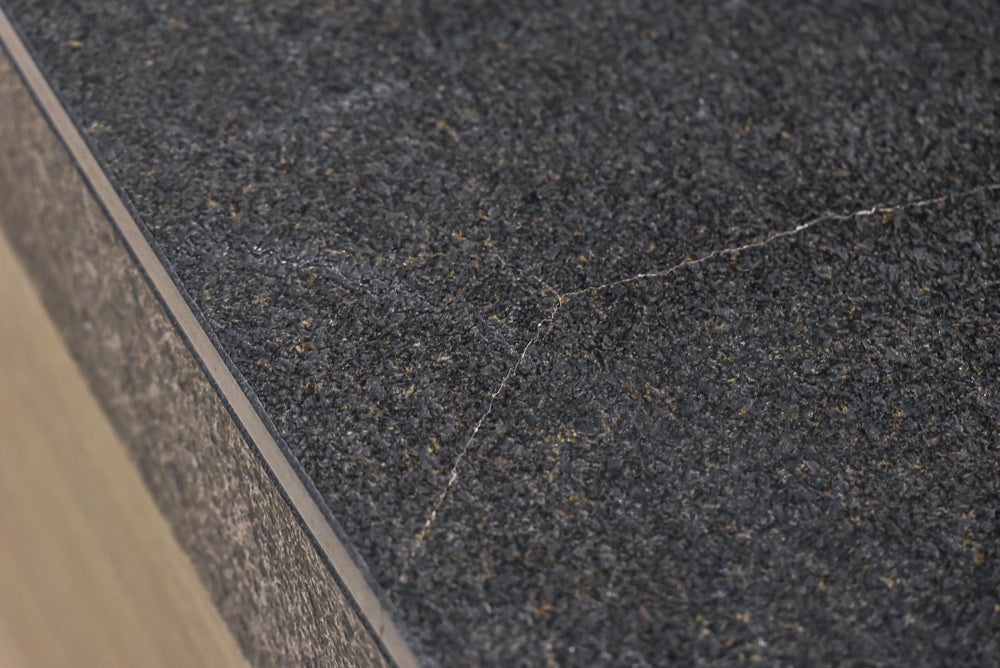 Valcucine Veneer Modern Dark Brown Kitchen and Island with Porcelain Countertops