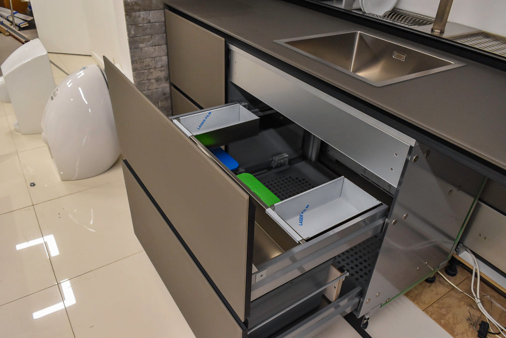 Valcucine Modern Minimalist Brown Toned Kitchen with Glass Countertops