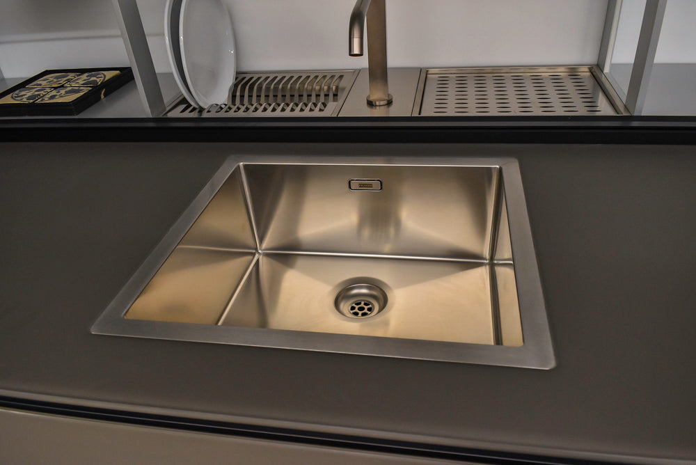 Valcucine Modern Minimalist Brown Toned Kitchen with Glass Countertops