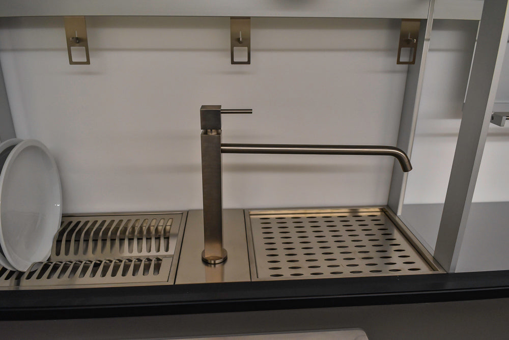 Valcucine Modern Minimalist Brown Toned Kitchen with Glass Countertops