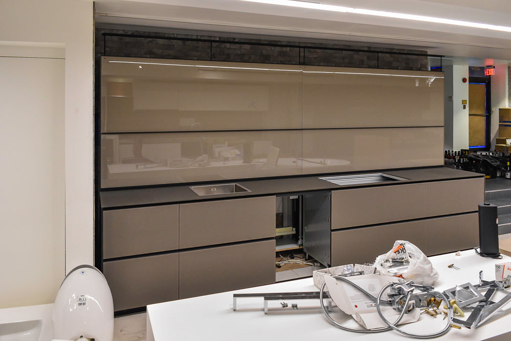 Valcucine Modern Minimalist Brown Toned Kitchen with Glass Countertops