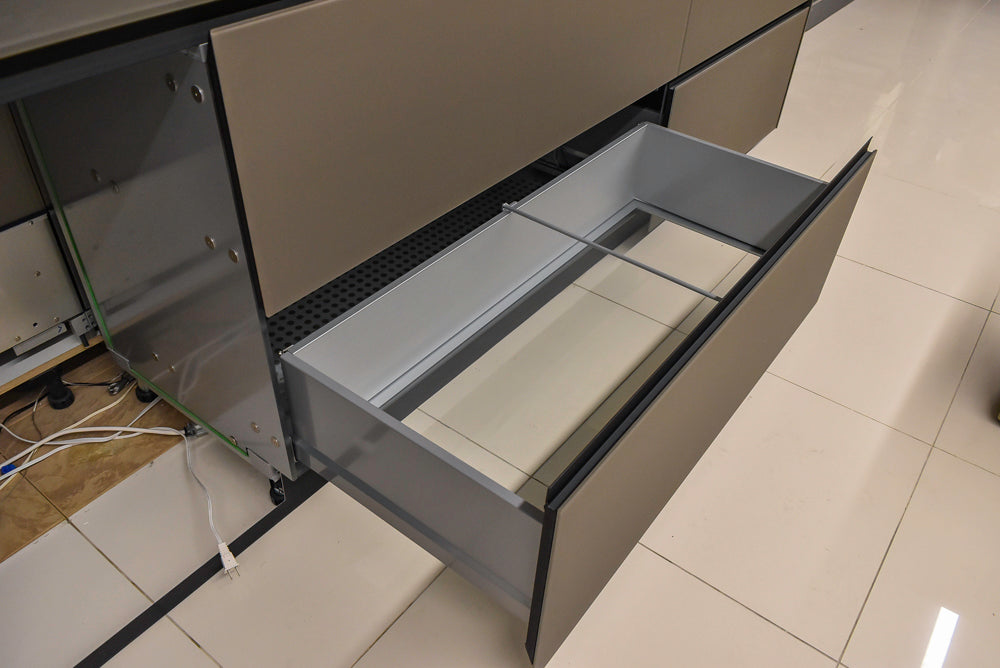 Valcucine Modern Minimalist Brown Toned Kitchen with Glass Countertops