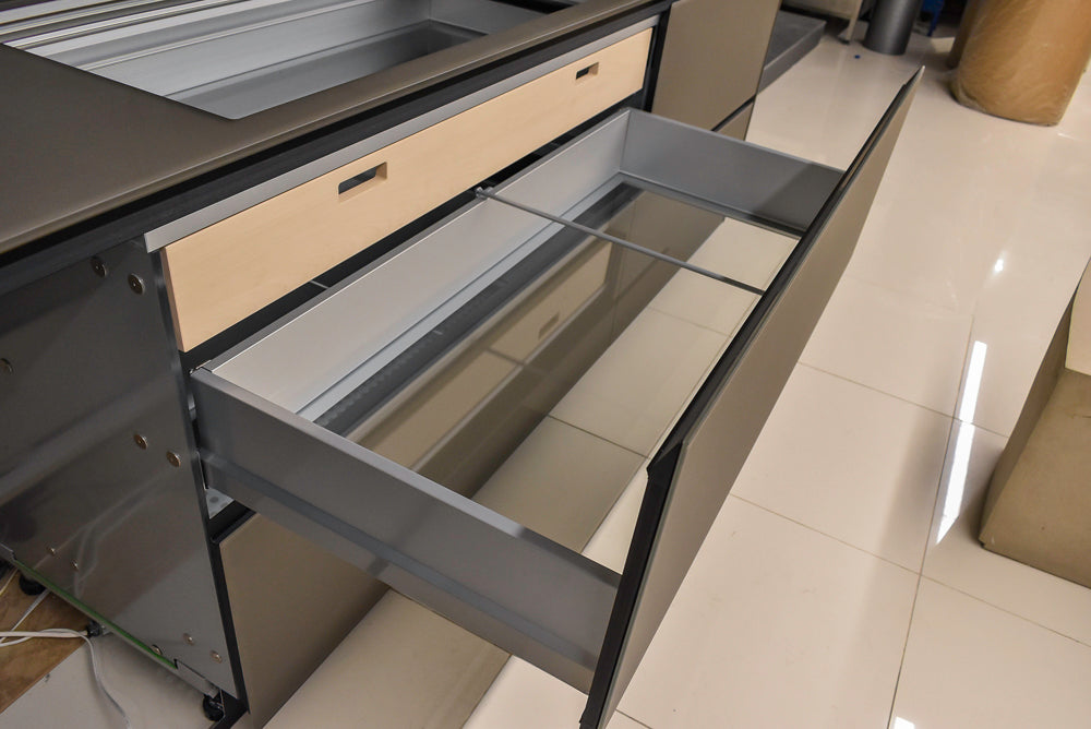 Valcucine Modern Minimalist Brown Toned Kitchen with Glass Countertops