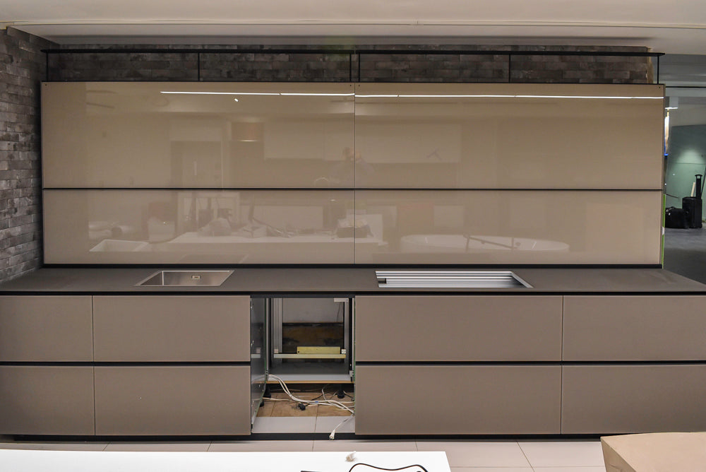 Valcucine Modern Minimalist Brown Toned Kitchen with Glass Countertops