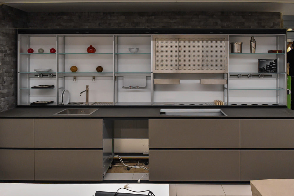 Valcucine Modern Minimalist Brown Toned Kitchen with Glass Countertops