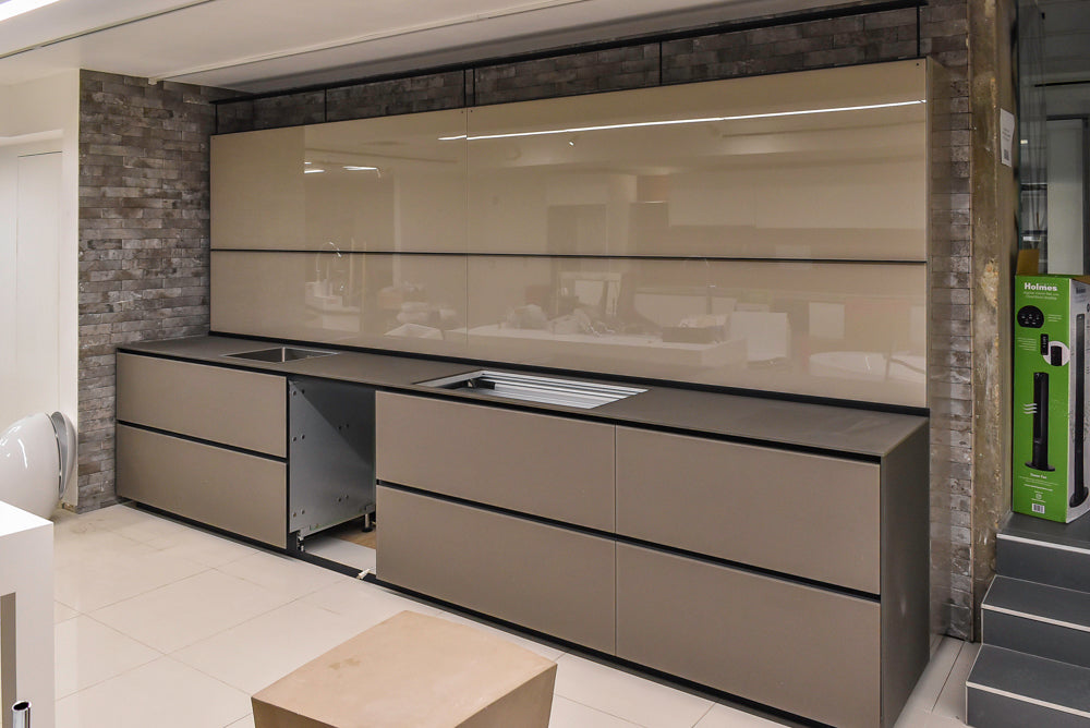 Valcucine Modern Minimalist Brown Toned Kitchen with Glass Countertops