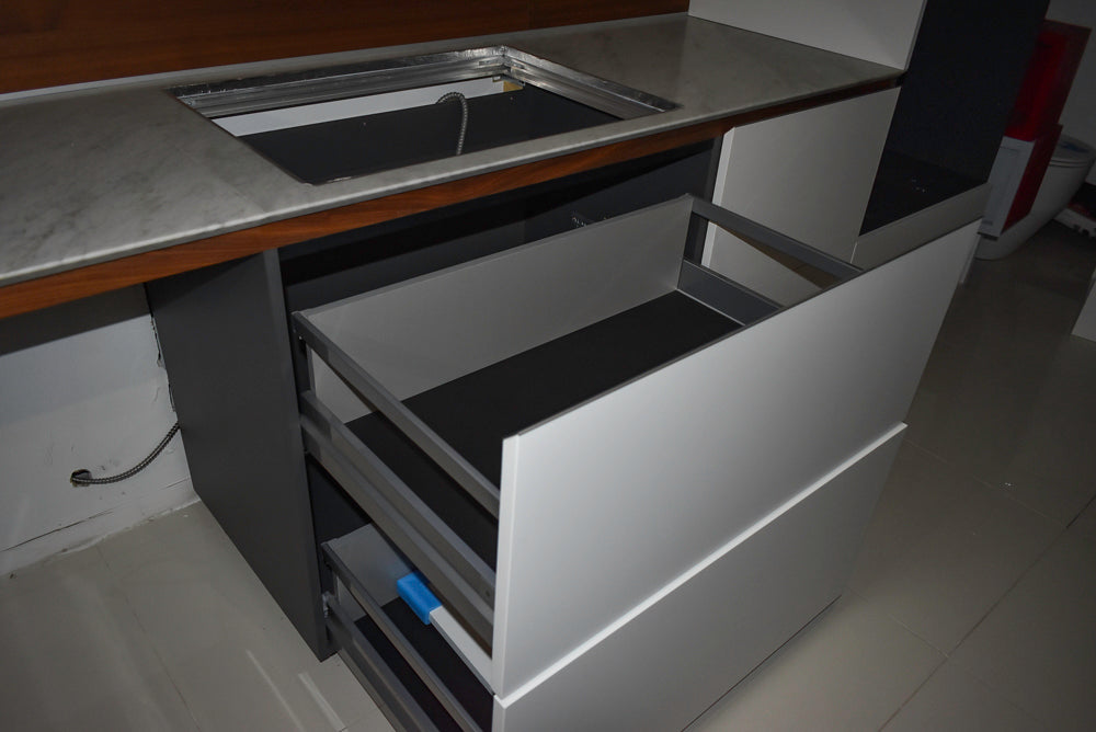 Valcucine Modern Glossy White Kitchen with Marble Countertops