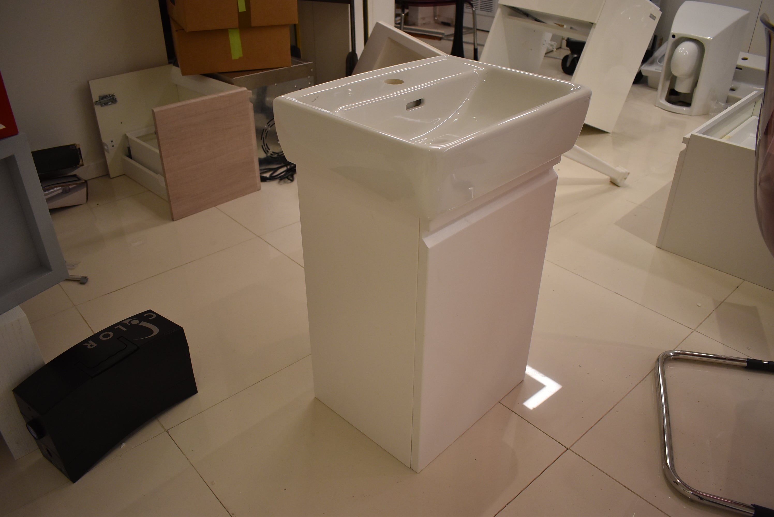 Laufen Pro S 18" White Rectangle Wall Mount Vanity Sink with Storage