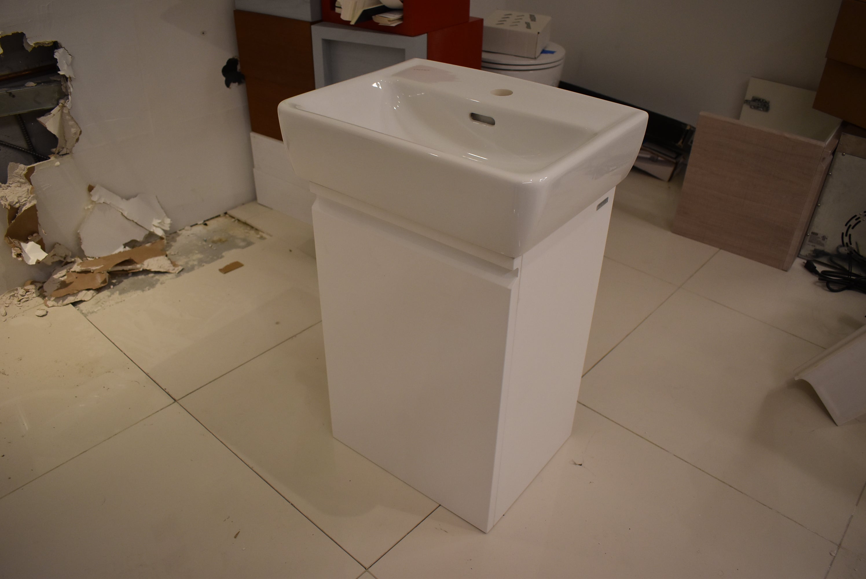 Laufen Pro S 18" White Rectangle Wall Mount Vanity Sink with Storage